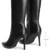 DREAM PAIRS Knee High Boots for Women, Sexy Pointed Toe Stiletto High Heel Boots, Fashion & Classic Dress Shoes(Black-pu)