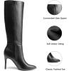 DREAM PAIRS Knee High Boots for Women, Sexy Pointed Toe Stiletto High Heel Boots, Fashion & Classic Dress Shoes(Black-pu)