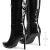 DREAM PAIRS Knee High Boots for Women, Sexy Pointed Toe Stiletto High Heel Boots, Fashion & Classic Dress Shoes(Black-stone)