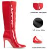DREAM PAIRS Knee High Boots for Women, Sexy Pointed Toe Stiletto High Heel Boots, Fashion & Classic Dress Shoes(Red-pat)