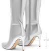 DREAM PAIRS Knee High Boots for Women, Sexy Pointed Toe Stiletto High Heel Boots, Fashion & Classic Dress Shoes(Silver-pat)