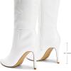 DREAM PAIRS Knee High Boots for Women, Sexy Pointed Toe Stiletto High Heel Boots, Fashion & Classic Dress Shoes(White-pu)