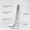 DREAM PAIRS Women Knee High Boots 2 Inch Kitten Heel Fashion Square Toe Wide Calf Long Boots(Silver)