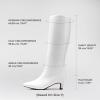 DREAM PAIRS Women Knee High Boots 2 Inch Kitten Heel Fashion Square Toe Wide Calf Long Boots(White)