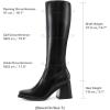 DREAM PAIRS Women’s Knee High Boots Chunky Heel Square Toe Tall Boot for Women with Side Zipper(Black)