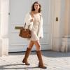 DREAM PAIRS Women’s Knee High Boots Chunky Heel Square Toe Tall Boot for Women with Side Zipper(Brown)