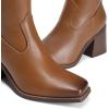 DREAM PAIRS Women’s Knee High Boots Chunky Heel Square Toe Tall Boot for Women with Side Zipper(Brown)