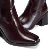 DREAM PAIRS Women’s Knee High Boots Chunky Heel Square Toe Tall Boot for Women with Side Zipper(Burgundy)