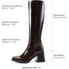DREAM PAIRS Women’s Knee High Boots Chunky Heel Square Toe Tall Boot for Women with Side Zipper(Dark Brown)