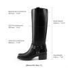 DREAM PAIRS Women’s Square Toe Knee High Boots Motorcycle Riding Pull-on Fashion Long Biker Boots for Women(Black)