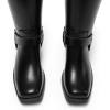 DREAM PAIRS Women’s Square Toe Knee High Boots Motorcycle Riding Pull-on Fashion Long Biker Boots for Women(Black)