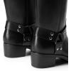 DREAM PAIRS Women’s Square Toe Knee High Boots Motorcycle Riding Pull-on Fashion Long Biker Boots for Women(Black)