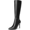 DREAM PAIRS Knee High Boots for Women, Sexy Pointed Toe Stiletto High Heel Boots, Fashion & Classic Dress Shoes(Black-pu)