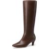 imageDREAM PAIRS Women Knee High Boots 2 Inch Kitten Heel Fashion Square Toe Wide Calf Long BootsBrown