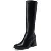 DREAM PAIRS Women’s Knee High Boots Chunky Heel Square Toe Tall Boot for Women with Side Zipper(Black)
