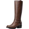 DREAM PAIRS Women’s Square Toe Knee High Boots Motorcycle Riding Pull-on Fashion Long Biker Boots for Women(Tan)