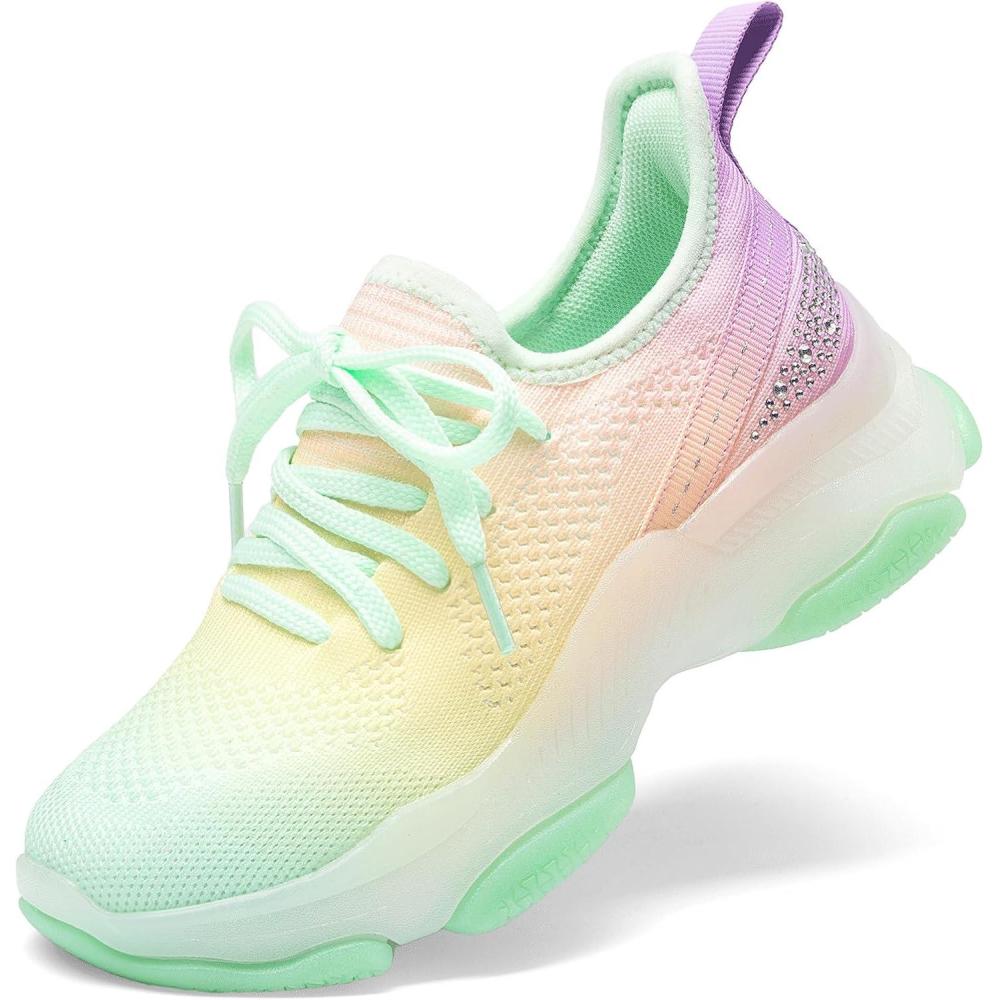 imageDREAM PAIRS Girls SlipOn Sneakers Kids Sparkle Pop Lightweight Jelly Sole Walking ShoesRainbowYellow