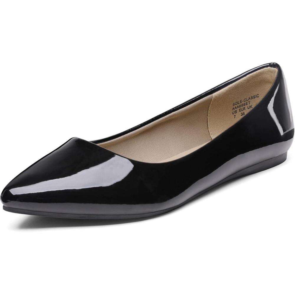 imageDREAM PAIRS Womens Dress Pointed Toe Flats Ballet Comfort Soft Slip On Casual Flat Shoes for Work Office BusinessBlackPat