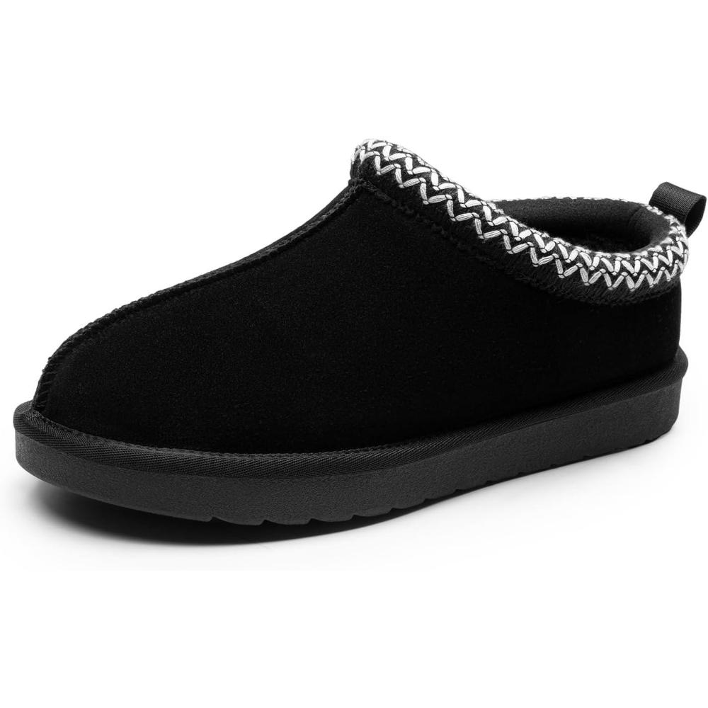 imageDREAM PAIRS Womens Fuzzy Cozy Slippers Genuine Suede Indoor Outdoor Fluffy Home Comfy Winter Slip On Cute Warm Memory Foam Furry Shoes FuzzyEasyBlack