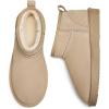 DREAM PAIRS Ankle Winter Mini Boots for Women Genuine Suede Faux Fur Lining Water Resistant Warm Snow Boots Slip On Memory Foam Comfort Booties FuzzyClassic(Sand)