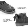DREAM PAIRS Ankle Winter Mini Boots for Women Genuine Suede Faux Fur Lining Water Resistant Warm Snow Boots Slip On Memory Foam Comfort Booties FuzzyClassic(Grey)
