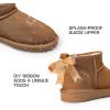 DREAM PAIRS Ankle Winter Mini Boots for Women Genuine Suede Faux Fur Lining Water Resistant Warm Snow Boots Slip On Memory Foam Comfort Booties FuzzyClassic(Chestnut)