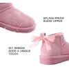 DREAM PAIRS Ankle Winter Mini Boots for Women Genuine Suede Faux Fur Lining Water Resistant Warm Snow Boots Slip On Memory Foam Comfort Booties FuzzyClassic(Pink)