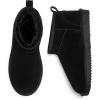 DREAM PAIRS Ankle Winter Mini Boots for Women Genuine Suede Faux Fur Lining Water Resistant Warm Snow Boots Slip On Memory Foam Comfort Booties FuzzyClassic(Black)