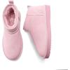 DREAM PAIRS Ankle Winter Mini Boots for Women Genuine Suede Faux Fur Lining Water Resistant Warm Snow Boots Slip On Memory Foam Comfort Booties FuzzyClassic(Pink)