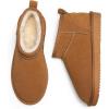 DREAM PAIRS Ankle Winter Mini Boots for Women Genuine Suede Faux Fur Lining Water Resistant Warm Snow Boots Slip On Memory Foam Comfort Booties FuzzyClassic(Chestnut)