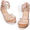 DREAM PAIRS Girls Ankle Strap Flat Sandals Summer Dressy Strappy Gladiator Rhinestones Platform Low Heels Shoes(Champagne)