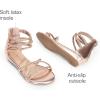 DREAM PAIRS Girls Ankle Strap Flat Sandals Summer Dressy Strappy Gladiator Rhinestones Platform Low Heels Shoes(Champagne)