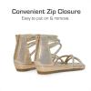 DREAM PAIRS Girls Ankle Strap Flat Sandals Summer Dressy Strappy Gladiator Rhinestones Platform Low Heels Shoes(Gold)
