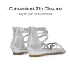 DREAM PAIRS Girls Ankle Strap Flat Sandals Summer Dressy Strappy Gladiator Rhinestones Platform Low Heels Shoes(Silver)