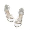 DREAM PAIRS Girls Ankle Strap Flat Sandals Summer Dressy Strappy Gladiator Rhinestones Platform Low Heels Shoes(White)