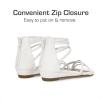 DREAM PAIRS Girls Ankle Strap Flat Sandals Summer Dressy Strappy Gladiator Rhinestones Platform Low Heels Shoes(White)
