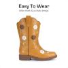 DREAM PAIRS Girls Cowgirl Boots Kids Mid Calf Western Boots Flower Cowboy Boots Square Toe Riding Shoes for Toddler/Little Kid/Big Kid(Camel)