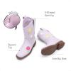 DREAM PAIRS Girls Cowgirl Boots Kids Mid Calf Western Boots Flower Cowboy Boots Square Toe Riding Shoes for Toddler/Little Kid/Big Kid(Light Purple)