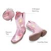 DREAM PAIRS Girls Cowgirl Boots Kids Mid Calf Western Boots Flower Cowboy Boots Square Toe Riding Shoes for Toddler/Little Kid/Big Kid(Pink)