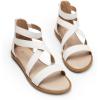 DREAM PAIRS Girls Gladiator Sandals with Zipper Strappy Sandals Toddler/Little Kid/Big Kid(Matte White)