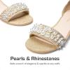 DREAM PAIRS Girls Sandals Low Heel Pump Ankle Strap Pearl Dress Flower Wedding Party Shoes for Little Kid/Big Kid(Gold-glitter)