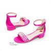 DREAM PAIRS Girls Sandals Low Heel Pump Ankle Strap Pearl Dress Flower Wedding Party Shoes for Little Kid/Big Kid(Hot Pink)