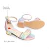 DREAM PAIRS Girls Sandals Low Heel Pump Ankle Strap Pearl Dress Flower Wedding Party Shoes for Little Kid/Big Kid(Rainbow/Glitter)