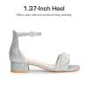 DREAM PAIRS Girls Sandals Low Heel Pump Ankle Strap Pearl Dress Flower Wedding Party Shoes for Little Kid/Big Kid(Silver-glitter)
