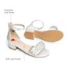 DREAM PAIRS Girls Sandals Low Heel Pump Ankle Strap Pearl Dress Flower Wedding Party Shoes for Little Kid/Big Kid(White)