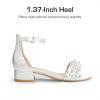 DREAM PAIRS Girls Sandals Low Heel Pump Ankle Strap Pearl Dress Flower Wedding Party Shoes for Little Kid/Big Kid(White)