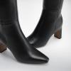 DREAM PAIRS Knee High Boots Women Chunky Block Heel Square Toe Side Zipper Tall Boots for Women(Black-pu)