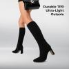 DREAM PAIRS Knee High Boots Women Chunky Block Heel Square Toe Side Zipper Tall Boots for Women(Black-suede)