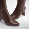 DREAM PAIRS Knee High Boots Women Chunky Block Heel Square Toe Side Zipper Tall Boots for Women(Brown-pu)