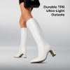 DREAM PAIRS Knee High Boots Women Chunky Block Heel Square Toe Side Zipper Tall Boots for Women(White)